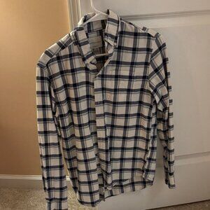 American Eagle Outfitters Navy and White Checkered Shirt